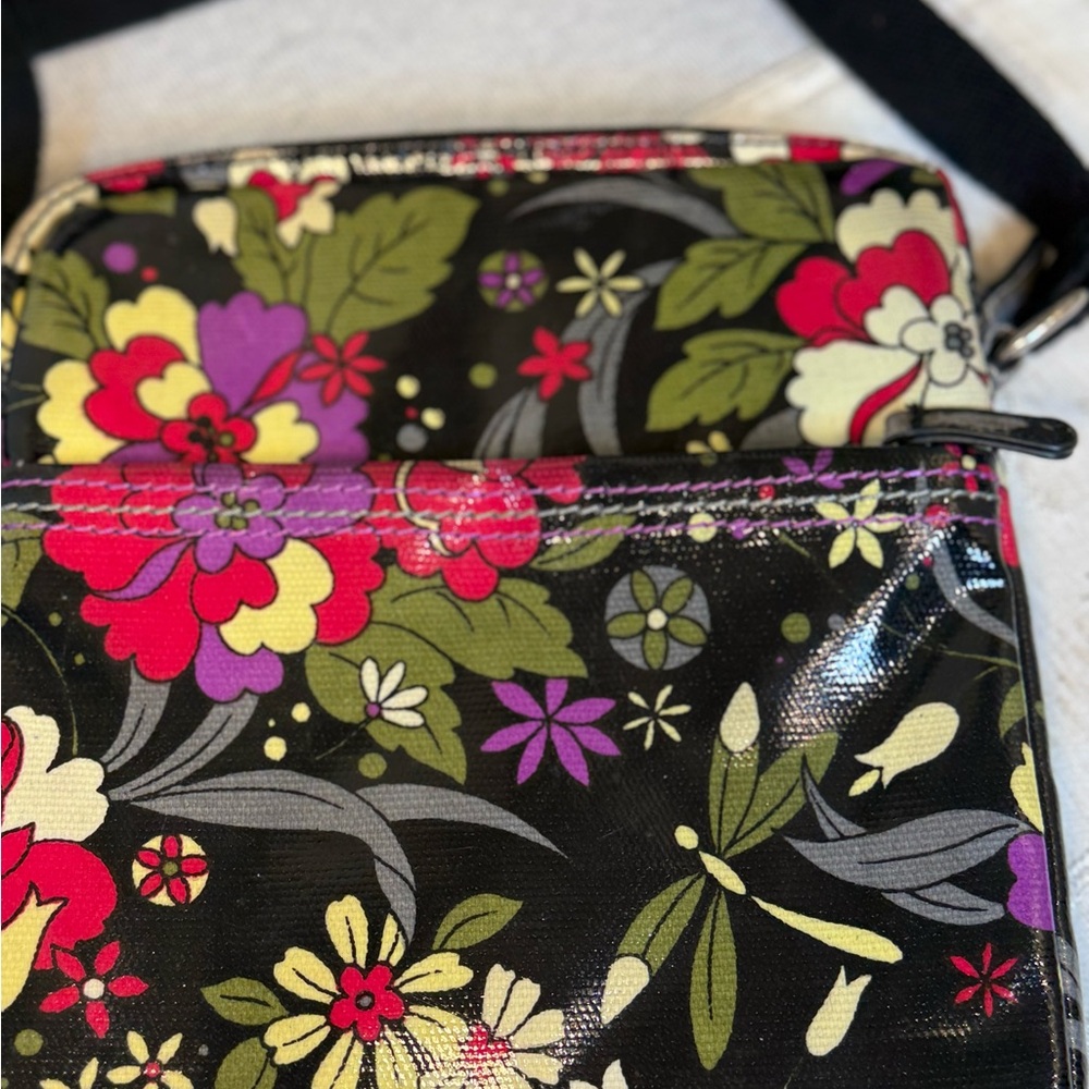 Lina Floral Canvas Crossbody Bag Adjustable Strap Multi-Pocket Travel Purse - Picture 4 of 11